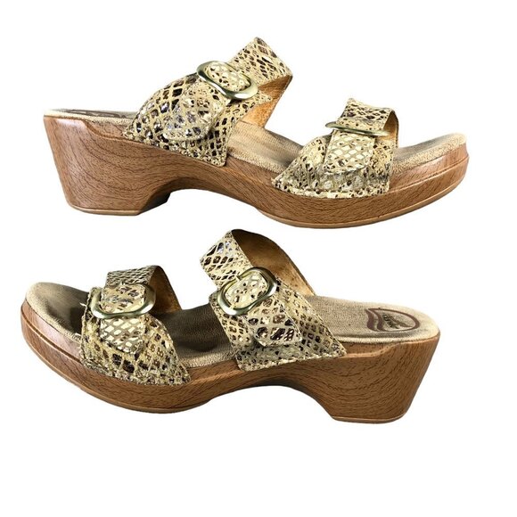 Dansko Snakeskin Slip On Clog Sandals Chunky Y2K 90s 2000s Sz40 - Picture 1 of 10